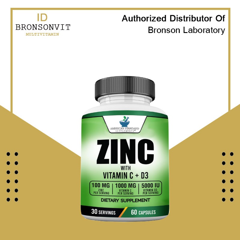Zinc 100 mg Vitamin C 1000 mg Vitamin D 5000IU American Standard Supplements 60 Capsules