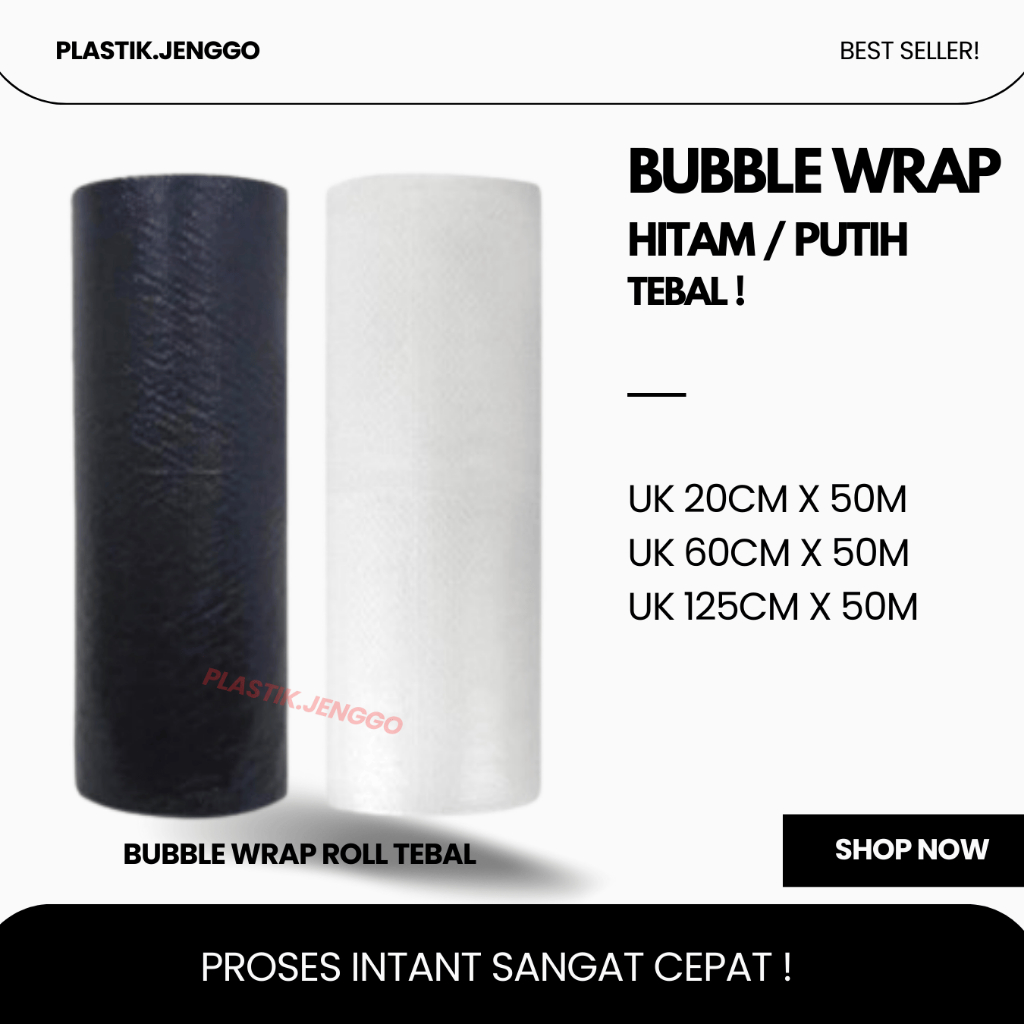

Plastik Bubble Wrap TEBAL roll 125cm x 50m hitam & bening Murah Berkualitas