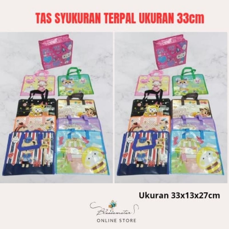 

TAS KARUNG TERPAL ULTAH SYUKURAN 33 CM / HAMPERS GIFT GOODIE BAG