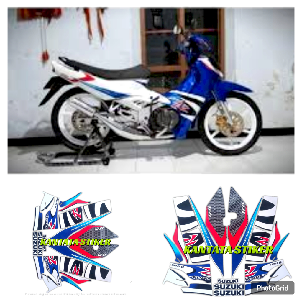 Striping Satria R Lumba Biru Sticker Satria Lumba Biru Putih 2001 2002