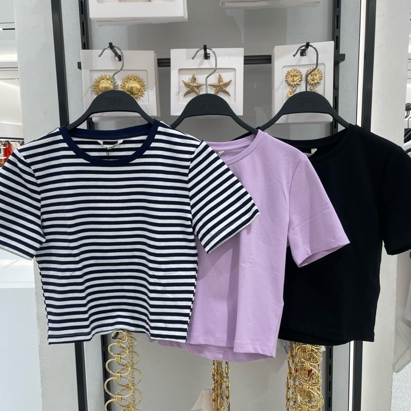 Kaus T-shirt Crop ZARA Women Jastip (jasa titip)