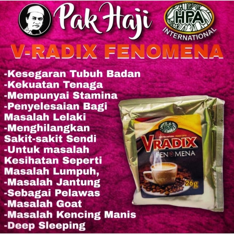 

V RADIX FENOMENA KEMASAN POUCH ISI 10 SACHET ORIGINAL HPA PAK HAJI