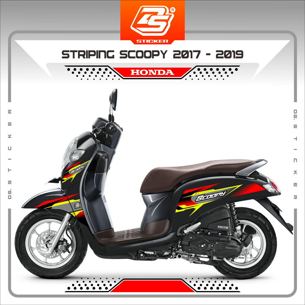 Stiker Striping Scoopy 2017 2018 2019  Sticker Variasi Simpel Motor Scoopy New FI Hitam DS191224