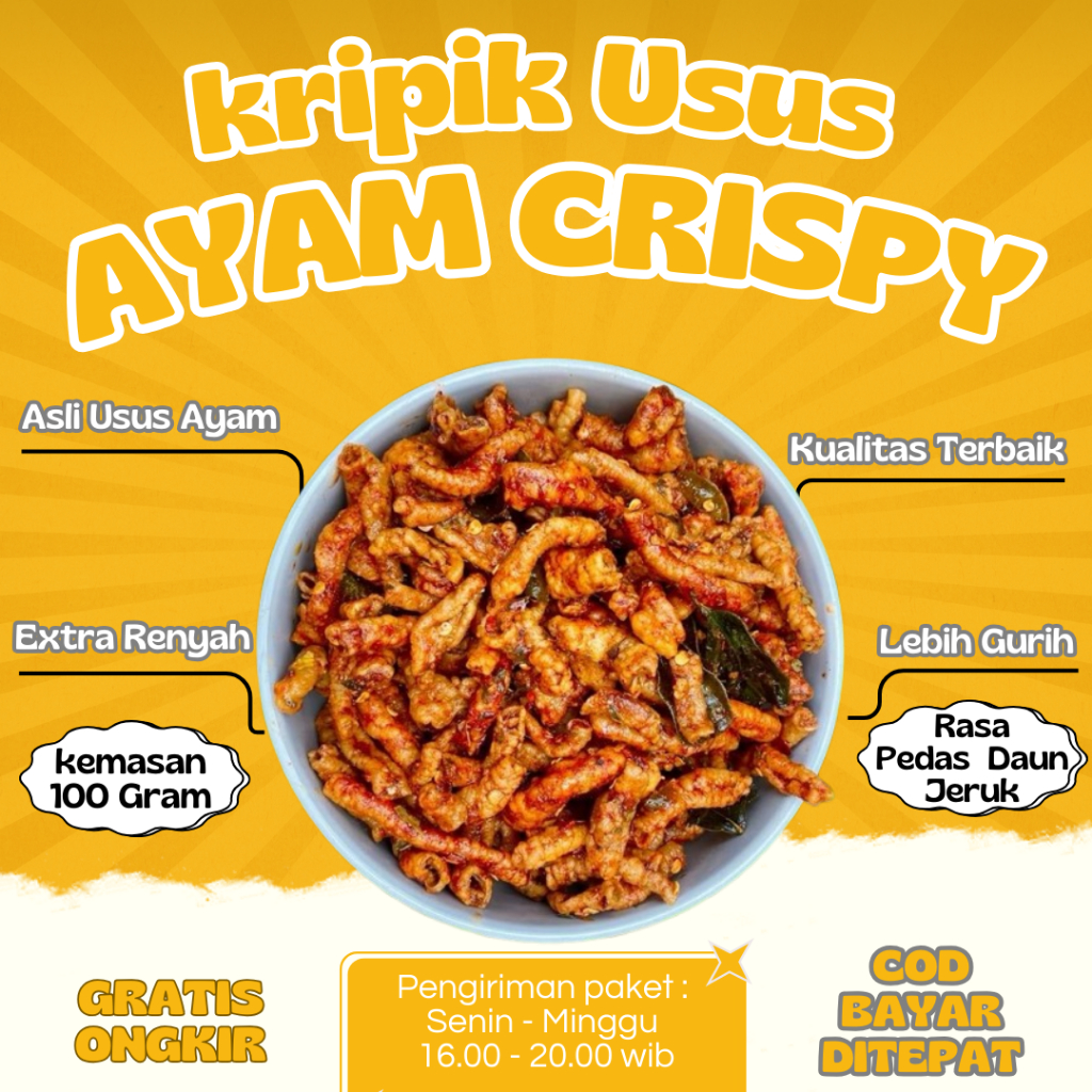 

Usus Ayam Crispi Pedas Daun Jeruk - Kripik Usus Krispi Rasa Pedas Jeruk Gurih Nagih