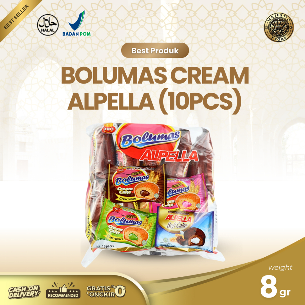 

Bolumas Cream Apella 8gr Rasa Cocholate Rasa Pandan | isi 10pcs | Halal original snack jadul