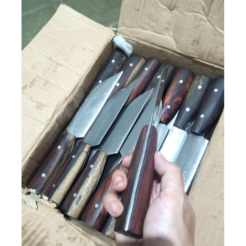 Pisau dapur bahan per gagang tembus kayu sono