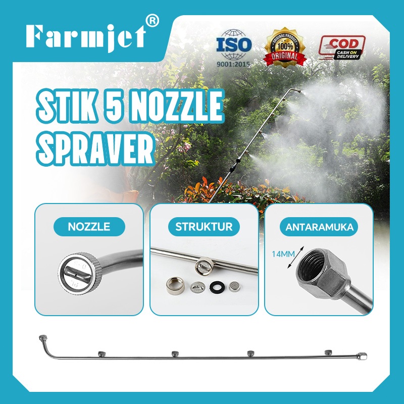 Stik 5 Nozzle Sprayer Farmjet 70cm Elektrik Stik Mesin Semprot Hama Spuyer Besi Stainless(669)