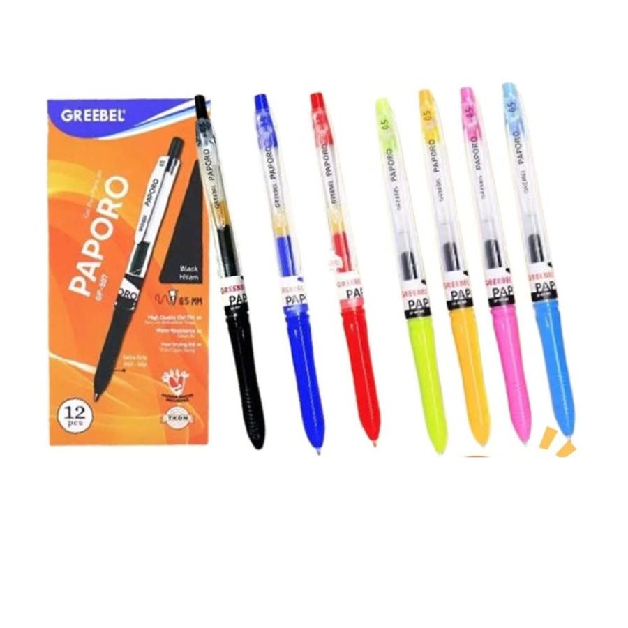 

balpoin / pen / pulpen / Greebel Paporo tinta hitam warna pulpen random