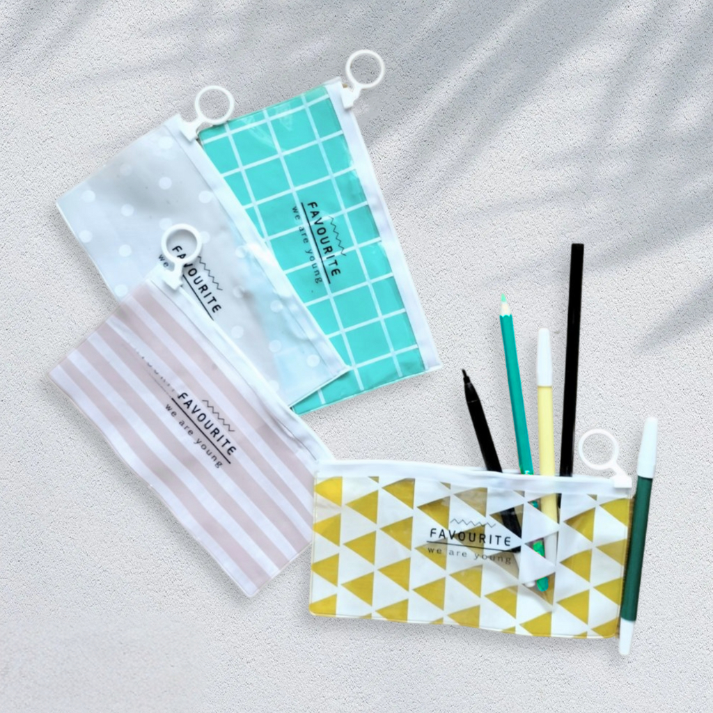 

Tempat Pensil Transparan Aesthetic Kotak Pensil PVC Stylish