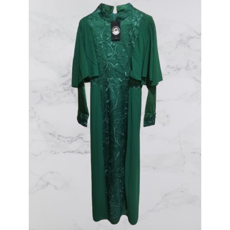 Gamis Hijau Brokat Tile