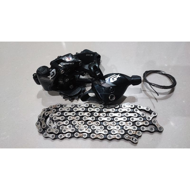 Shifter RD sepeda MTB SRAM GX 11sp plus rantai ,kondisi mulus normal