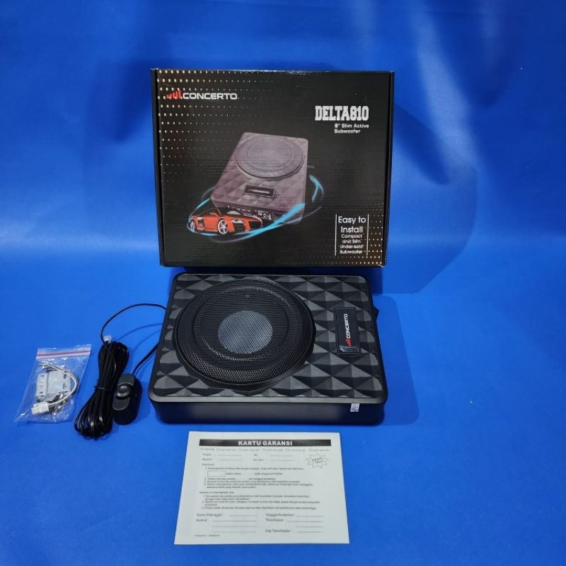 Subwoofer kolong jok mobil 8 inch concerto delta 810 with bass subwoofer control