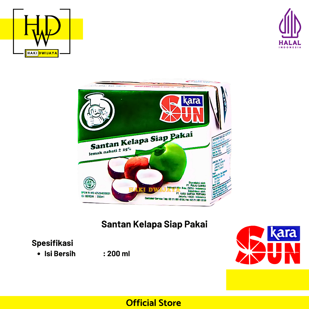 

[200ml] Sun Kara Krim Kelapa / Santan Siap Pakai / Coconut Cream