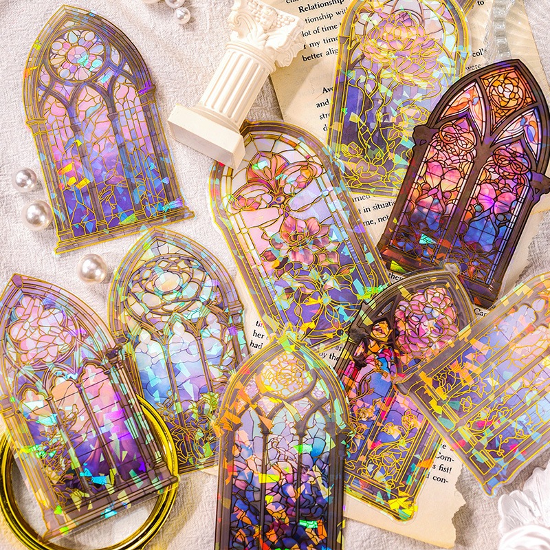 

[Artopia] 10pcs Sticker Jendela Mozaik Stiker Window Scrapbook Hologram Holo LLZY