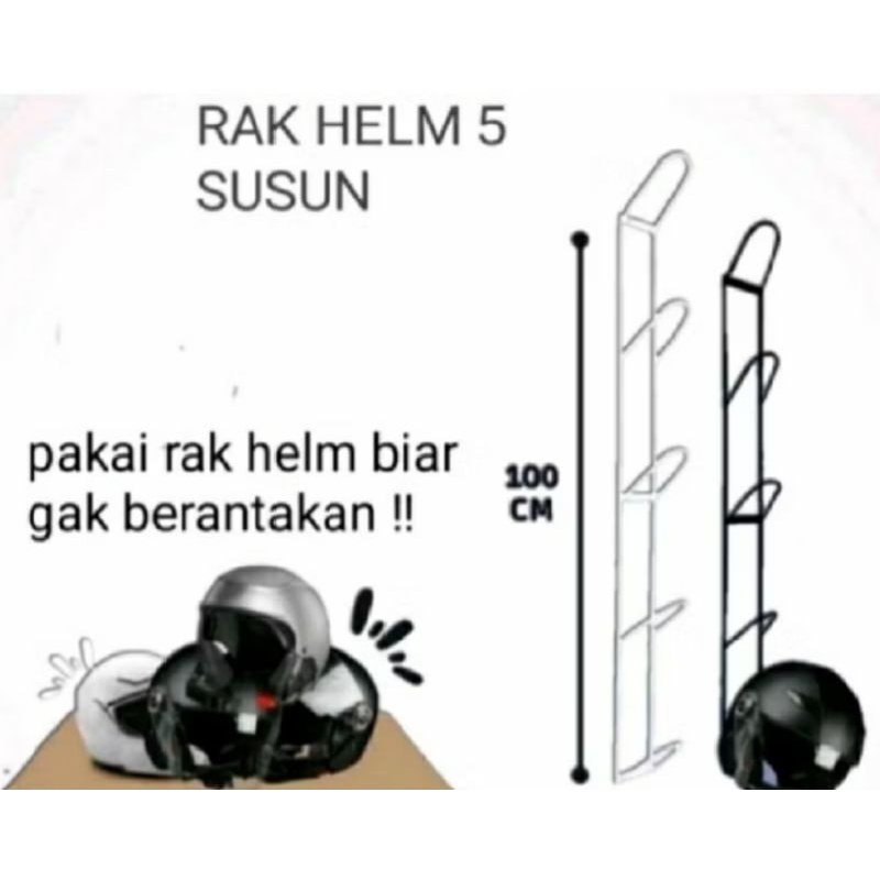 Rak Helm Dinding /Rak gantung helm tersedia 5 susun,4 susun dan 3 susun