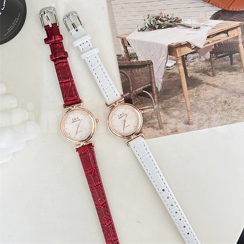 LAPAK ANE - JT28 Jam Tangan Analog Wanita Retro Vintage Sederhana Arloji Dial Strap Pu Croco