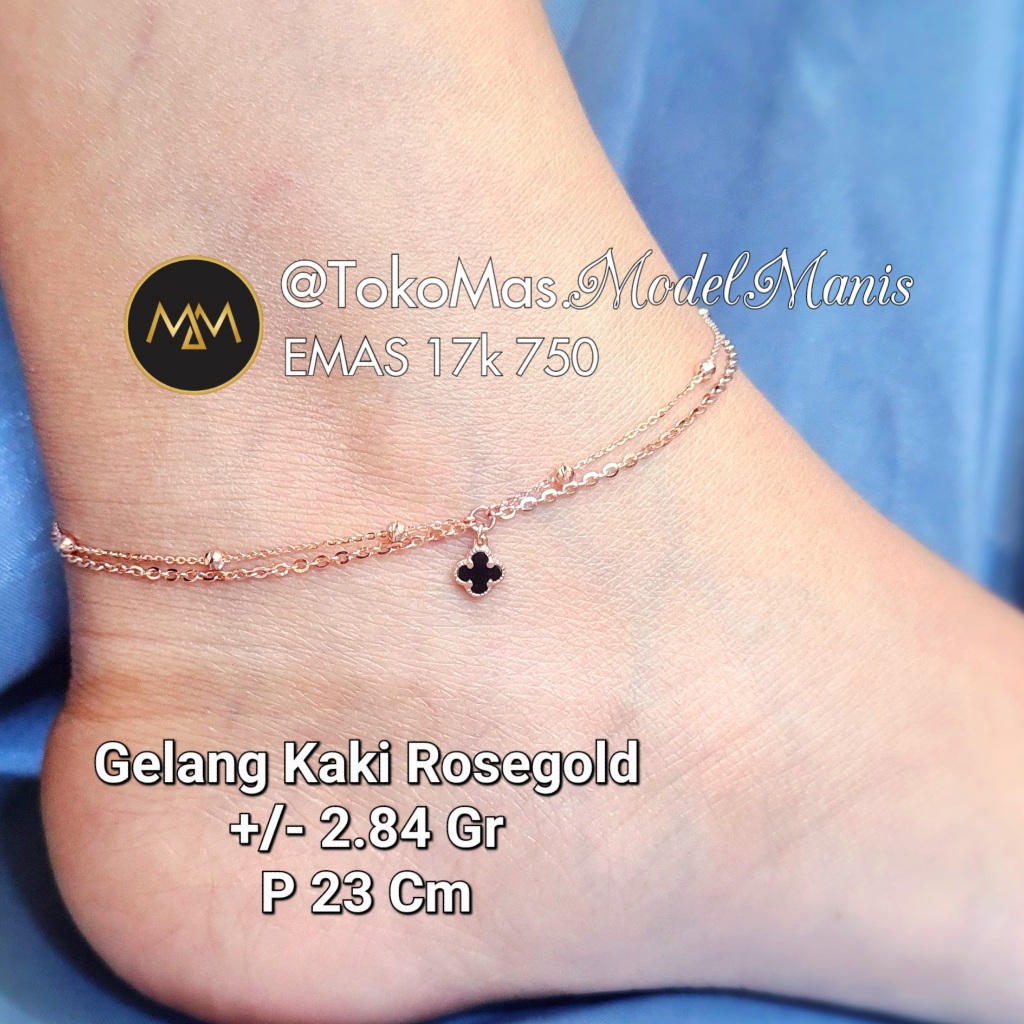 Gelang Kaki Van Cleef 2 Layer Rosegold 750 kadar 18k
