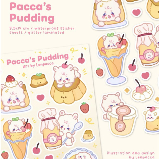 

Pacca’s Pudding Sticker Sheets | Art by Lenpacca