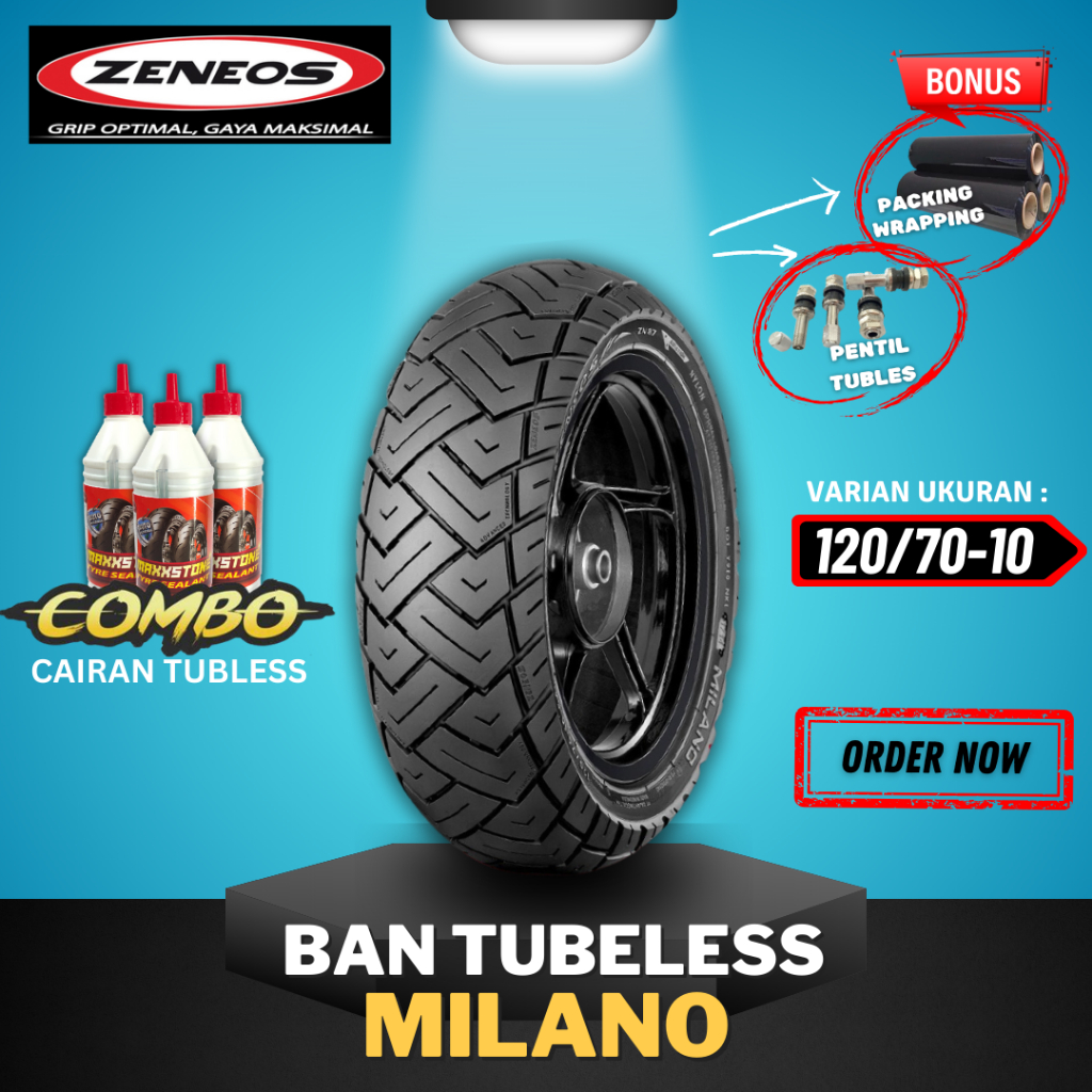 [READY COD] BAN ZENEOS MILANO RING 10 TUBELESS 120/70-10 / BAN MOTOR RING 10 ZENEOS / BAN ZENEOS VES