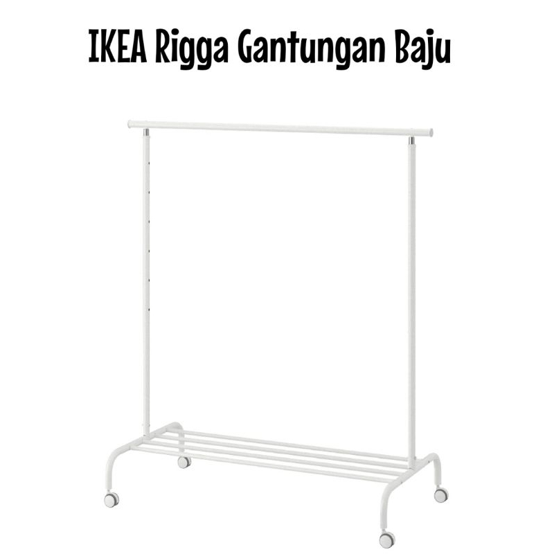 IKEA RIGGA Rak Gantungan Baju, Tempat Pakaian Gantung Celana, Gawang Putih