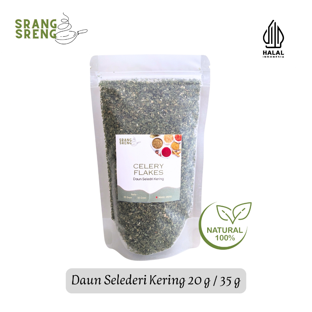 

Daun Seledri Kering 20 g & 35 g | Dried Celery Flakes | Daun Selederi Kering Murni | Bumbu Dapur, Rempah dan Herbal Alami