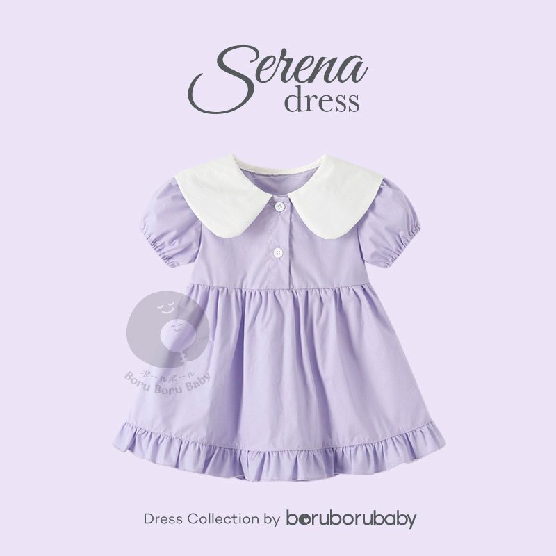 Baju Bayi Europe Style - Serena Dress Bayi - Baju Rok Bayi Tangan Panjang Lavender