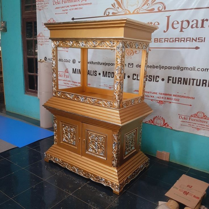 Meja Aquarium / Rak Aquarium / Lemari Ikan Hias Minimalis Kayu Jati 1M 2 Tingkat