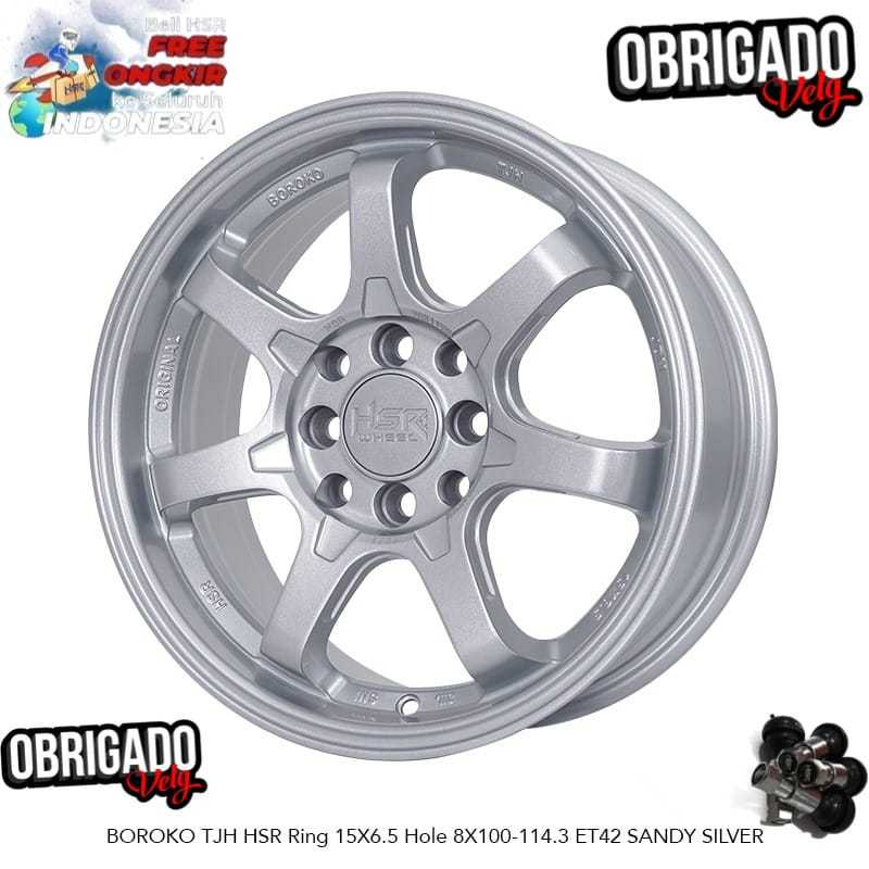PAKET VELG DAN BAN MOBIL RING 15 BRIO JAZZ AVANZA R15 HSR TJH SILVER PELEK RACING MODEL JDM STYLE