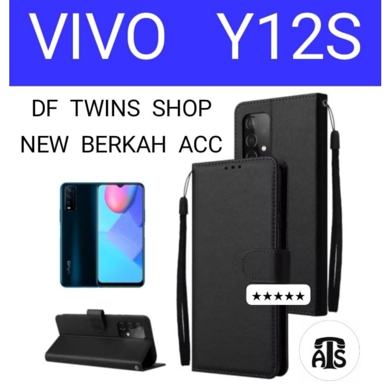 Sarung Hitam Full Black Vivo Y12S Dompet Hitam Vivo Y12S Leather Case Hitam Full Black Vivo Y12S Buk