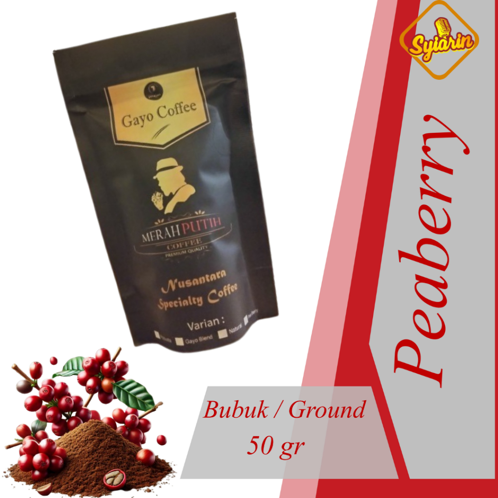 

Syiarin II Kopi Aceh Gayo Takengon Arabika Peaberry II Original II Bubuk 50g