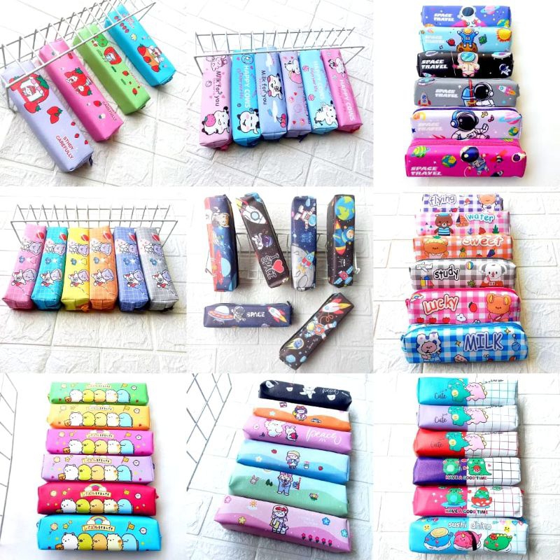 

[ Dapat 3 pcs ] Kotak Pensil Anak Tempat Pensil Mini Motif Printing Random Lucu