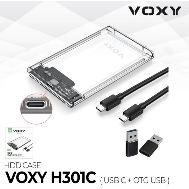 Casing Hardisk / HDD Case Transparan dengan Port Type C - VOXY H301C