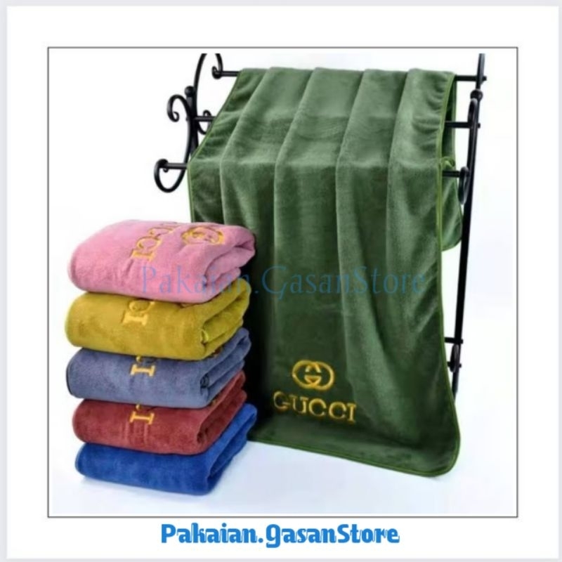 PGS Handuk Jumbo Microfiber Tebal Ukuran 70x140cm Bordir Gucci Ghanna