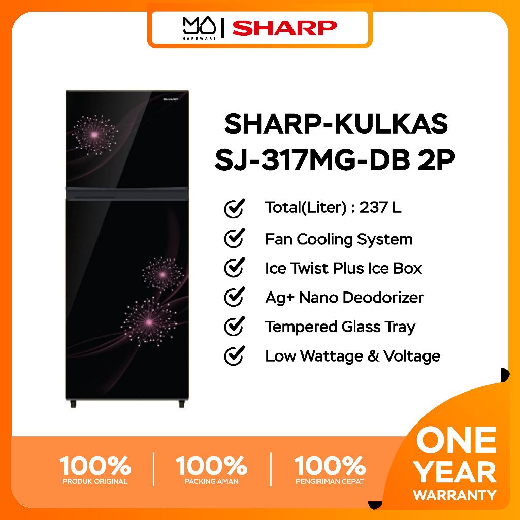 Kulkas Sharp SJ-317MG-DB | Lemari es 2 pintu SJ317MG DB