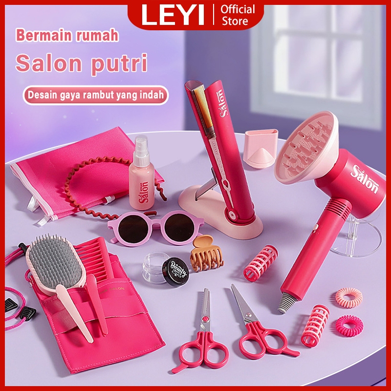 LEYI Mainan Salon Anak Perempuan Set Lengkap Make Up Mainan Anak Perempuan Make Up Mainan Salon