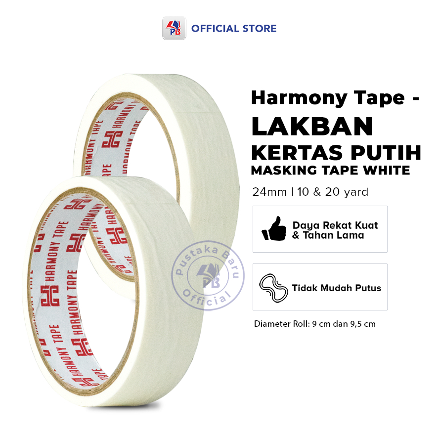 

Masking Tape / Lakban Kertas Putih Merk Harmony Panjang dan Pendek Ukuran 24mm / PB NON BOOK - PBNB