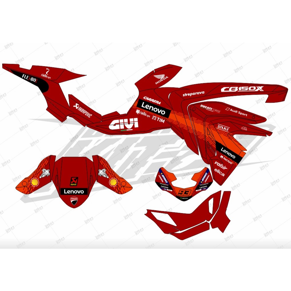 Stiker cbx decal cbx motor CB 150 X Terbaru Sticker Custom CB150X merah kombinasi hitam custom desai
