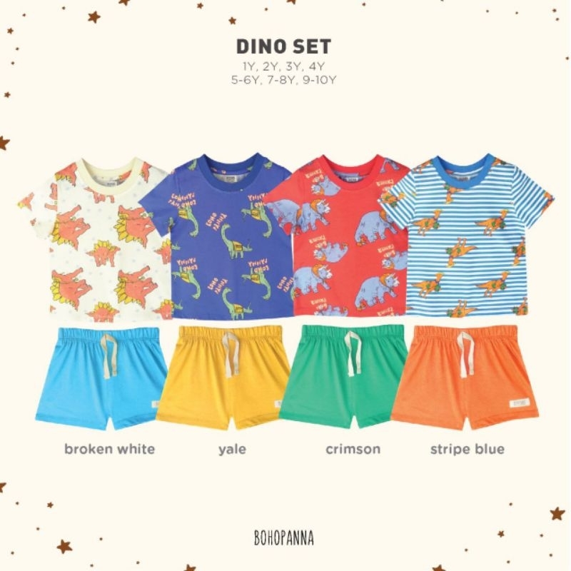 [BINTANG GRB] BOHOPANNA DINO SET - BASIC SET DINO - SETELAN ANAK COWOK DINO - SETELAN ANAK BOHOPANNA