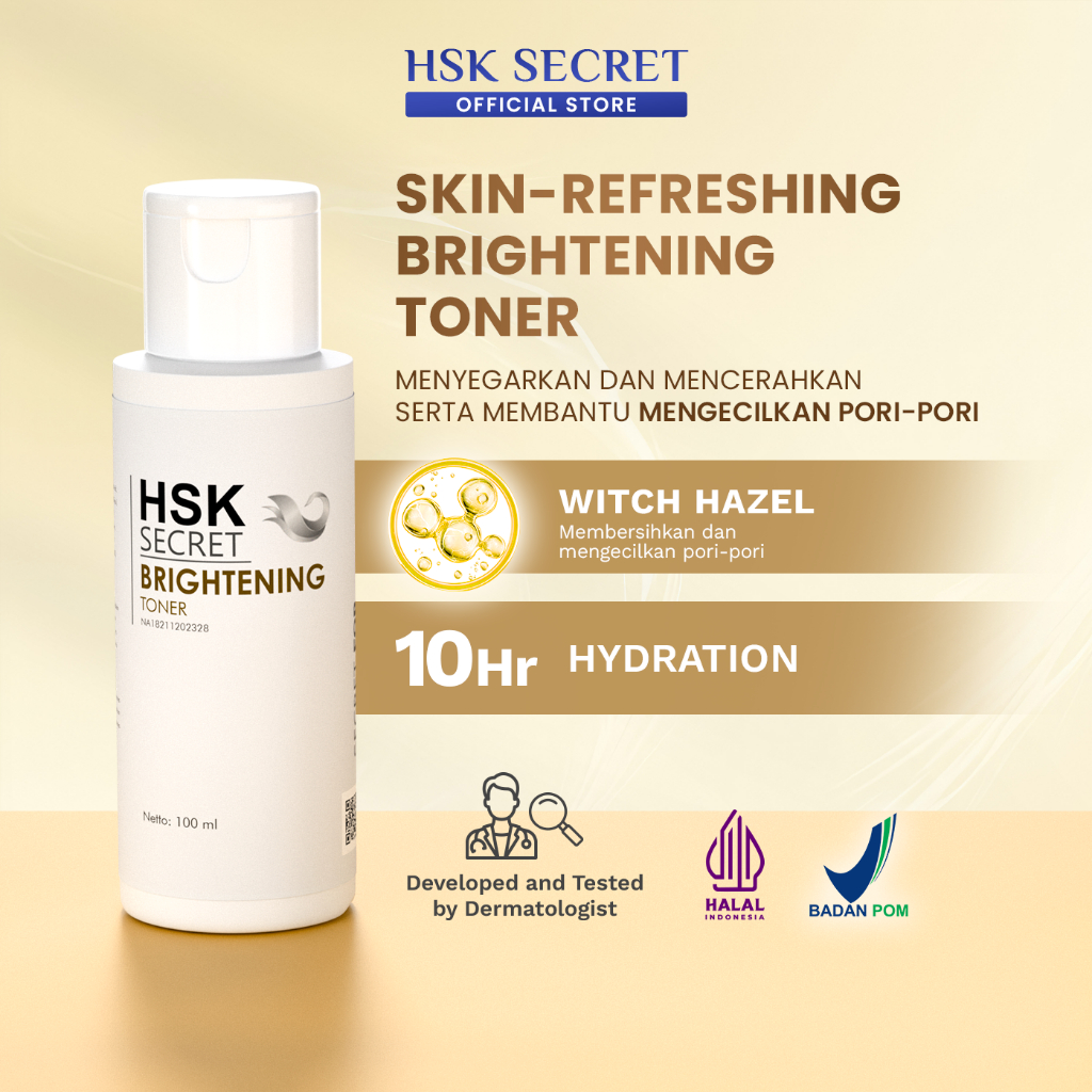 HSK Secret Brightening Toner | Mencerahkan, Melembapkan, & Mengecilkan Pori | Witch Hazel