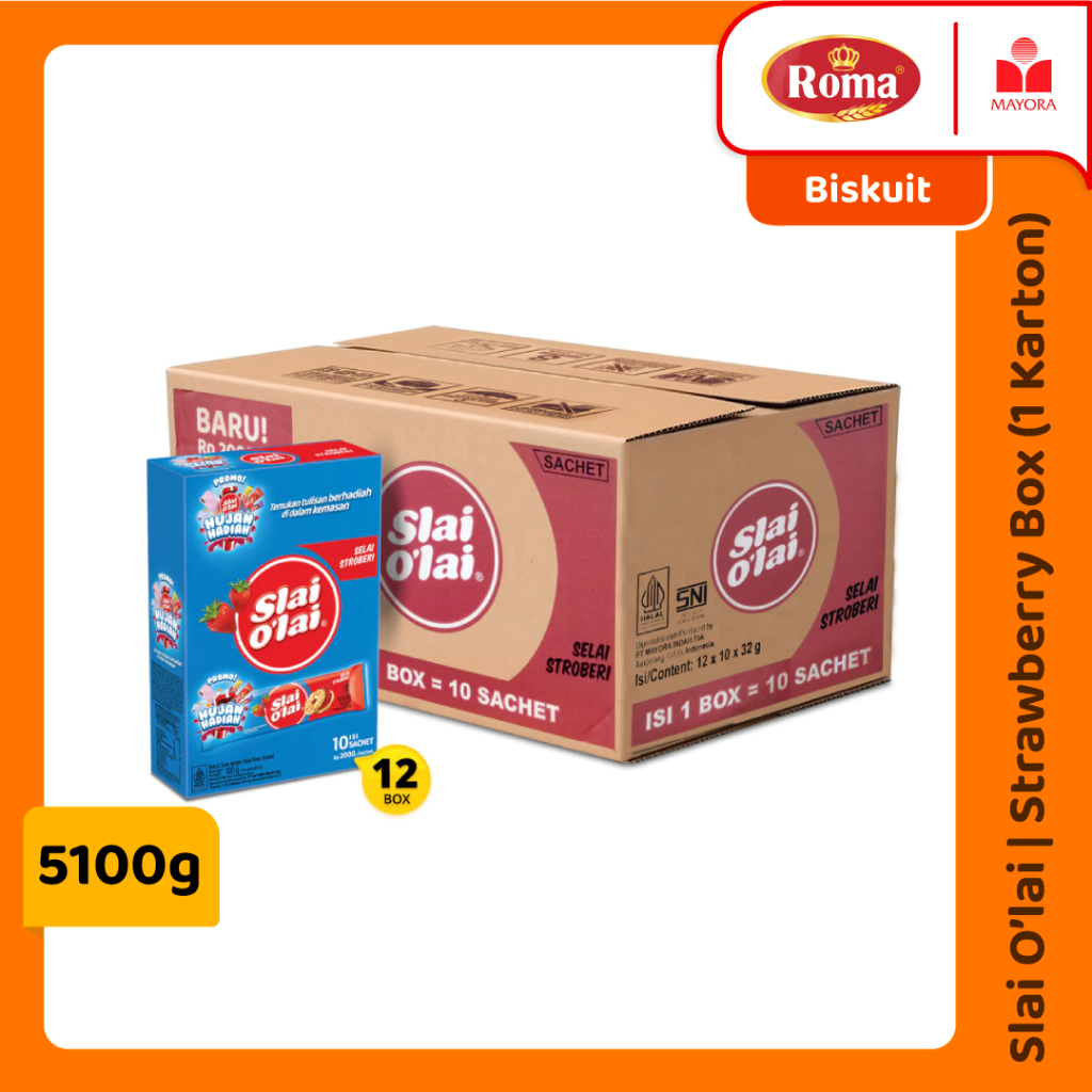 

1 Karton Biskuit Roma Slai Olai Strawberry Box