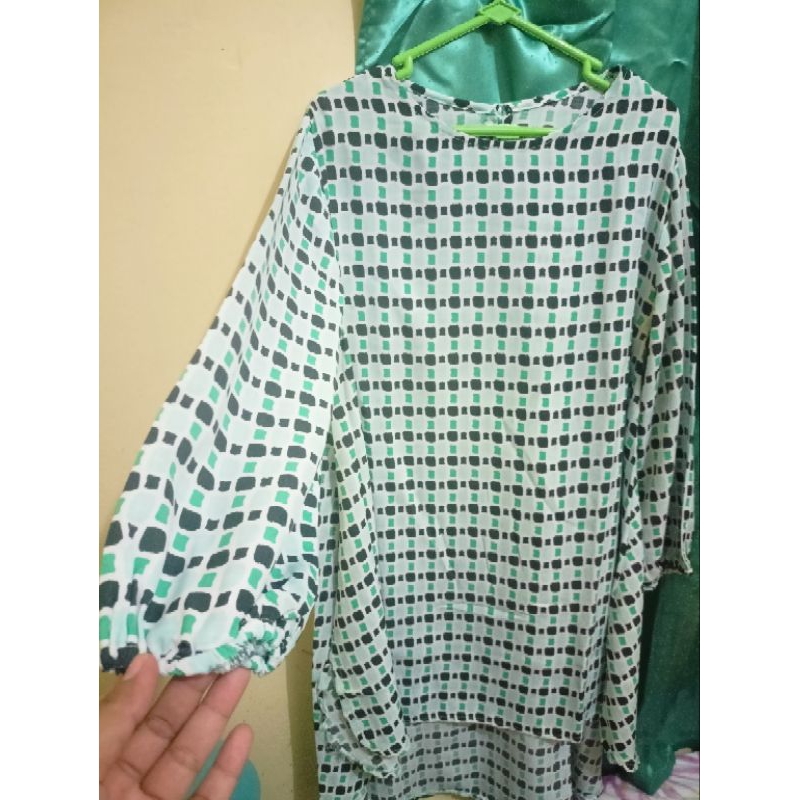 Preloved Tunik Hijau Kotak