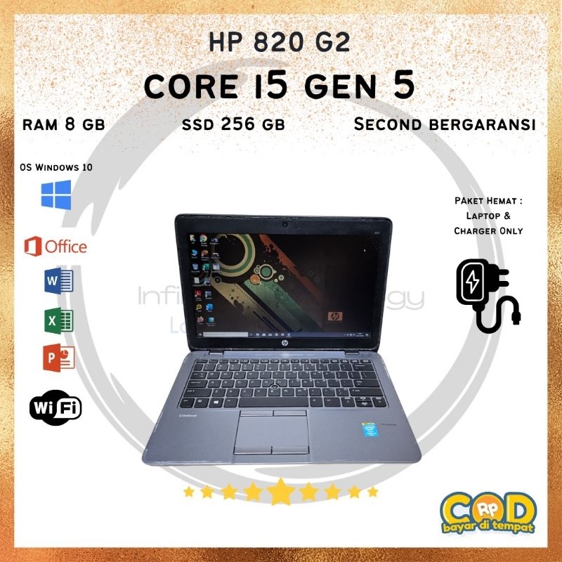 Laptop Slim Hp 820 G2 Core i5 Generasi 5 Ssd 256 Gb Ram Sodimm 8 Gb
