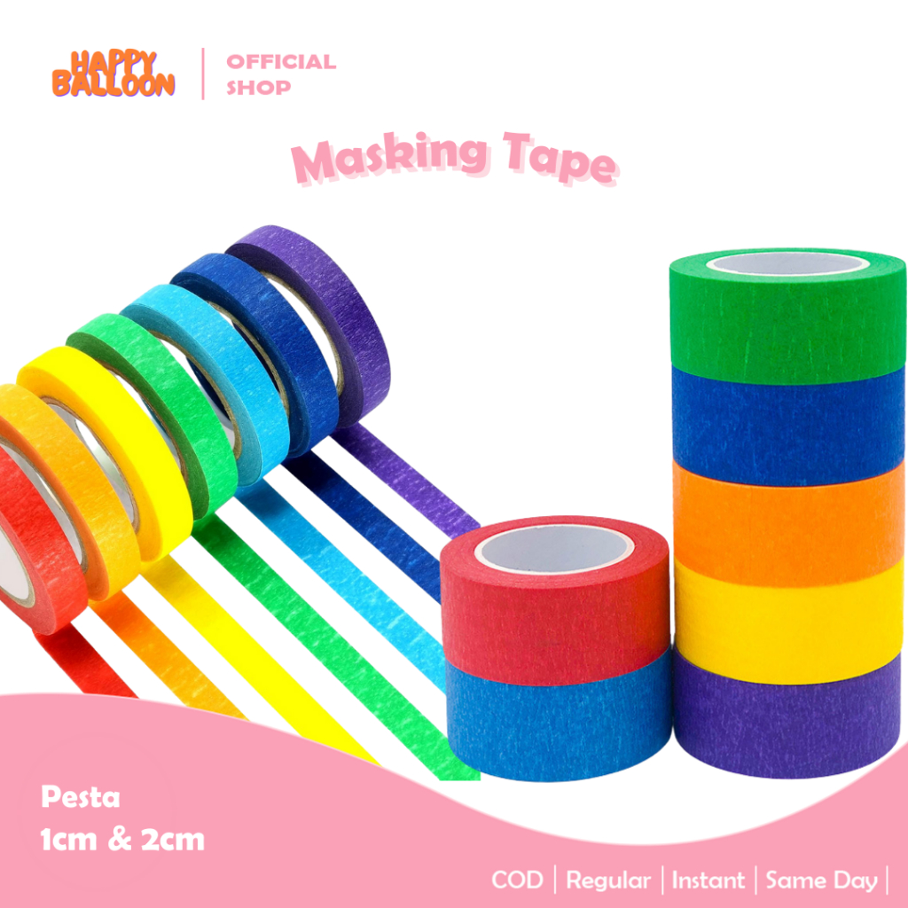 HappyBalloon Masking Tape Warna Warni / Isolasi Kertas / Selotip Kertas Warna Warni