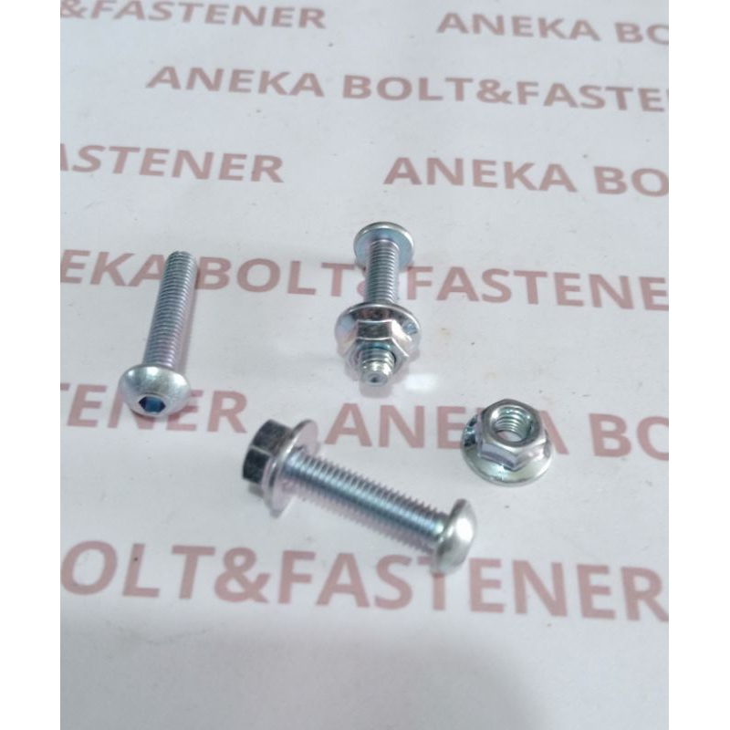 [PAKET ISI 10 PCS] Baut L Button M5x25 Kunci L3 Set Mur M5 / Baut L3 Payung 5mm Panjang 2,5cm Set Mu