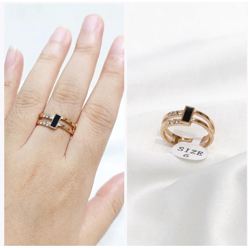 Keikoonlineshop - Cincin ring titanium kotak hitam korean style