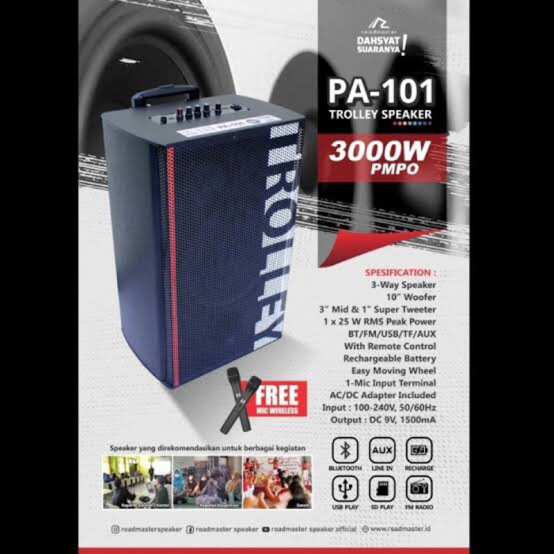 Speaker Bluetooth/ Speaker Portable/ ROADMASTER PA-101