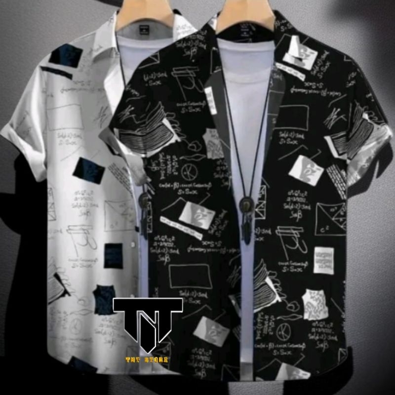 Kemeja Pendek Casual Pria Motif Keren Kekinian Bahan Katun Berkualitas Size Reguler Jumbo Keseharian