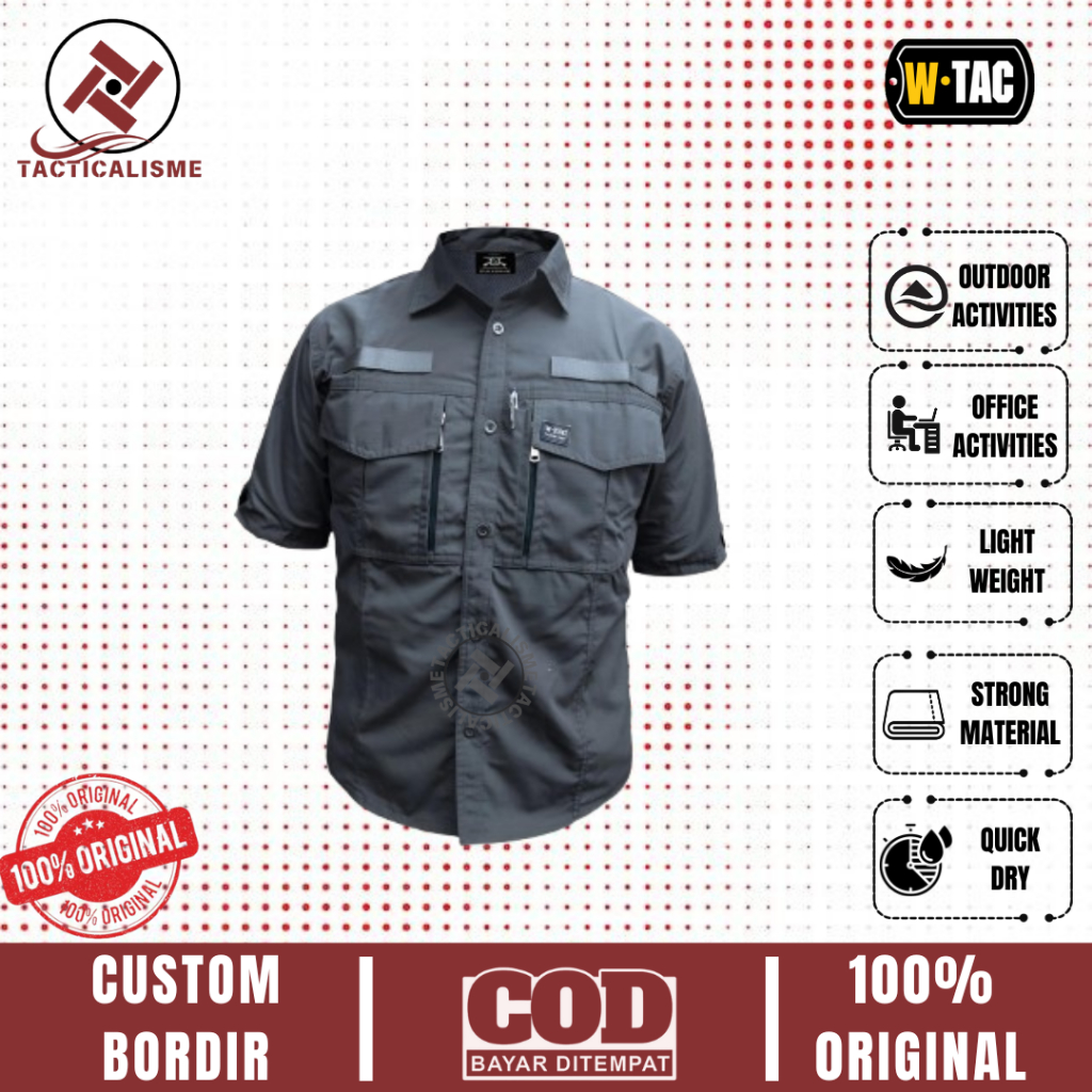 Kemeja Tactical W-TAC Jumbo ORIGINAL Lengan Pendek Baju Kantor Reskrim Paspampres Outdoor Activities