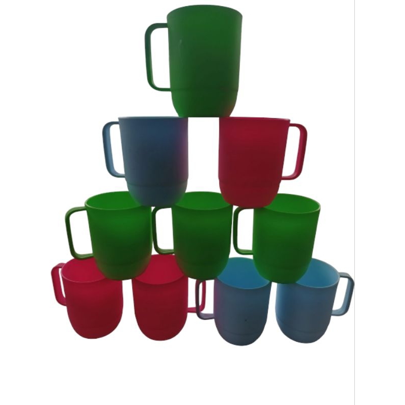 12pcs Gelas Minum Plastik Gagang 350ml / Gelas Plastik / Cangkir Plastik / Gelas Kopi