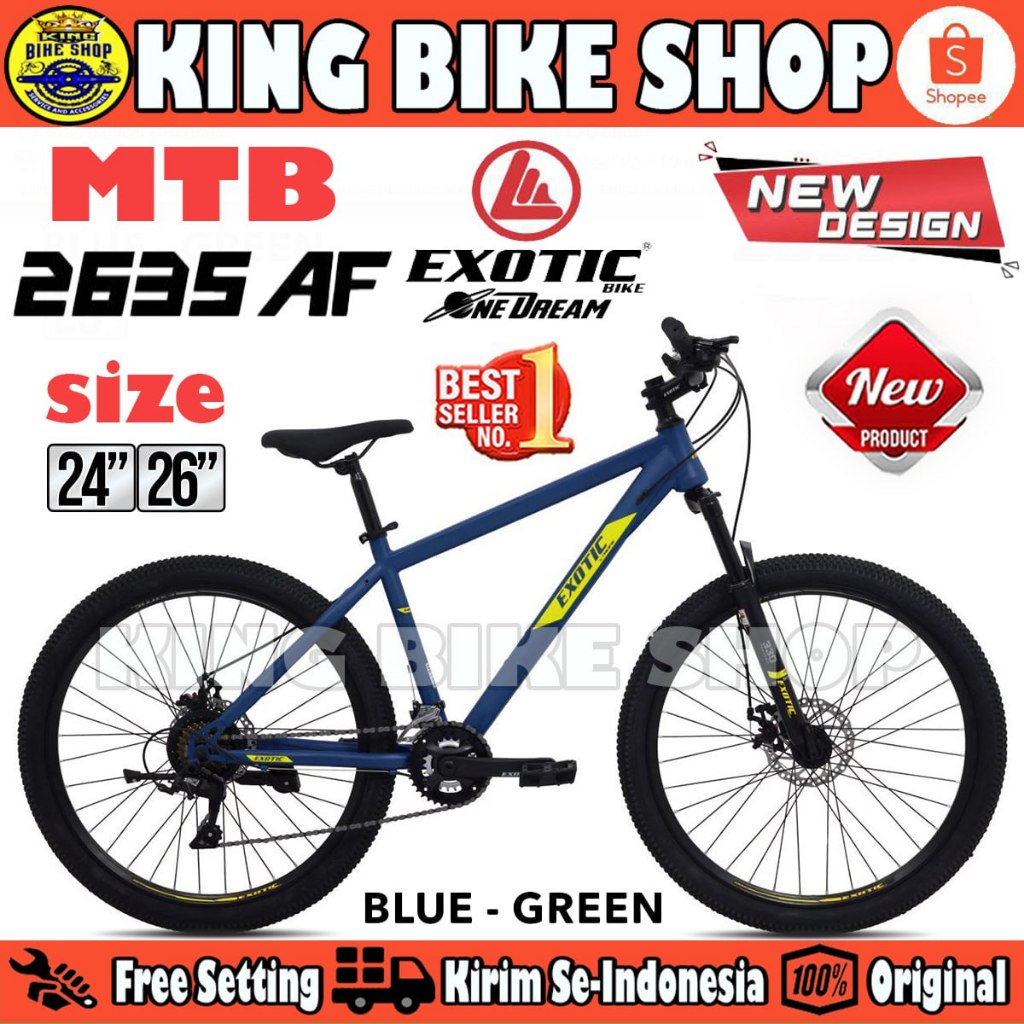 Sepeda Gunung MTB EXOTIC 2635 AF 16 speed Ukuran 24 26 Inch